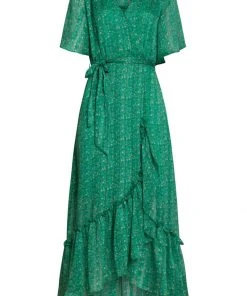 Smashed Lemon Green Fairy 70's Maxi Dress Green