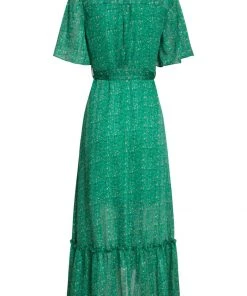 Smashed Lemon Green Fairy 70's Maxi Dress Green