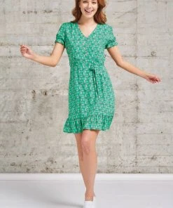 New In Smashed Lemon Dearest Daisy 60's A-Line Dress Green