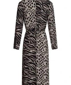 Smashed Lemon Mixed Safari 70's Dress Beige New In