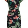 Smashed Lemon Paradise Flower 60's Pencil Dress Black
