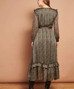 New In Smashed Lemon Esmeralda 70's Maxi Dress Black Pink