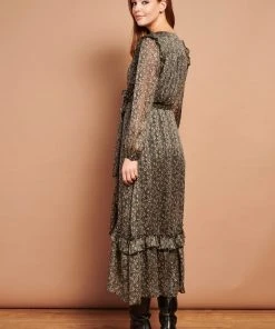 New In Smashed Lemon Esmeralda 70's Maxi Dress Black Pink