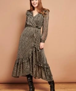 New In Smashed Lemon Esmeralda 70's Maxi Dress Black Pink