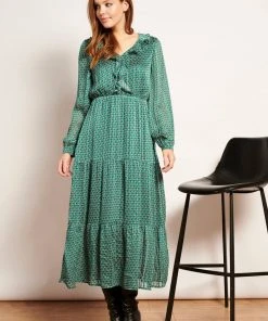 Smashed Lemon Hamam 70's Maxi Dress Black Emerald New In