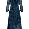 Smashed Lemon Peacock Stride 70's Maxi Dress Black Emerald