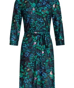 New In Smashed Lemon Secret Bird Song 70's A-Line Dress Black