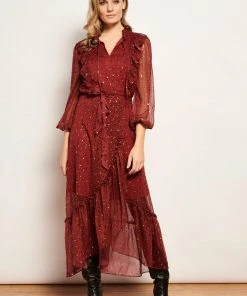 New In Smashed Lemon Festive Feast 70's Maxi Dress Red Black