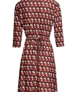 New In Smashed Lemon Crowned Crane Bird 60's A-Line Dress Cognac