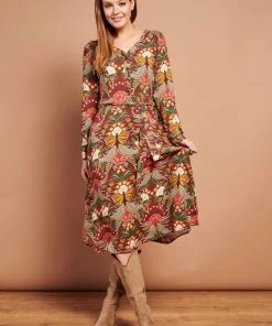 New In Smashed Lemon Butterfly Experience 70's A-Line Dress Multi