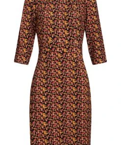 Smashed Lemon Mushroom 60's Pencil Dress Multi Black New In