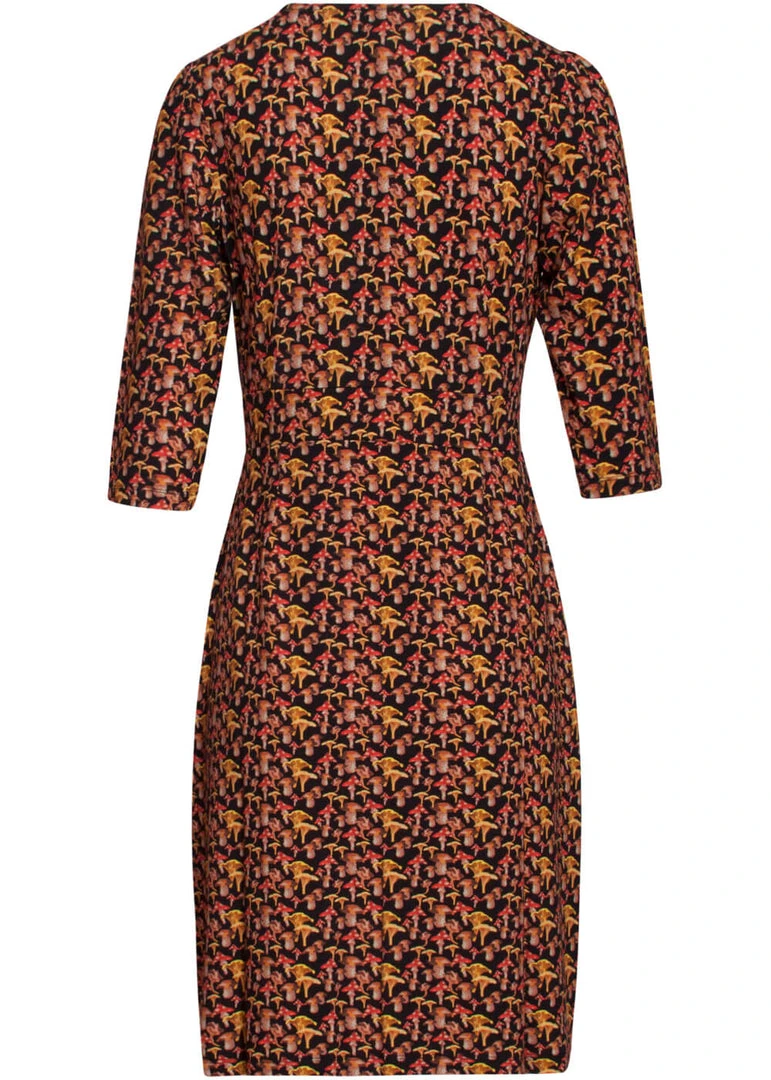 Smashed Lemon Mushroom 60's Pencil Dress Multi Black New In