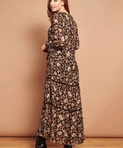 Smashed Lemon Bohemian Love 70's Maxi Dress Black Brown New In