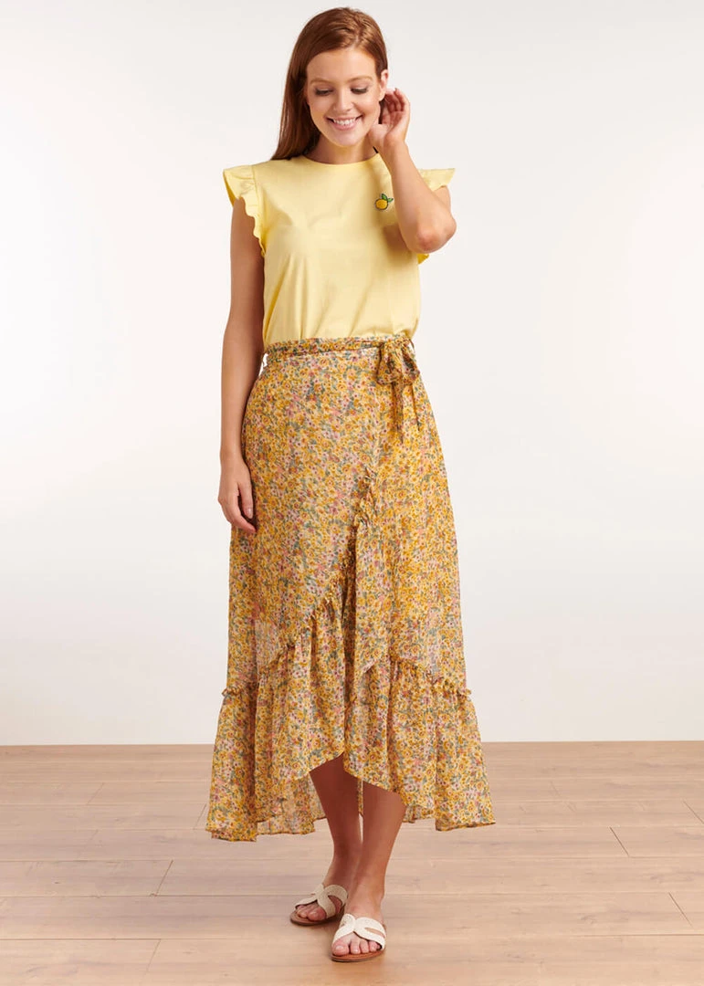 New In Smashed Lemon Flower Fields 60's Skirt Yellow