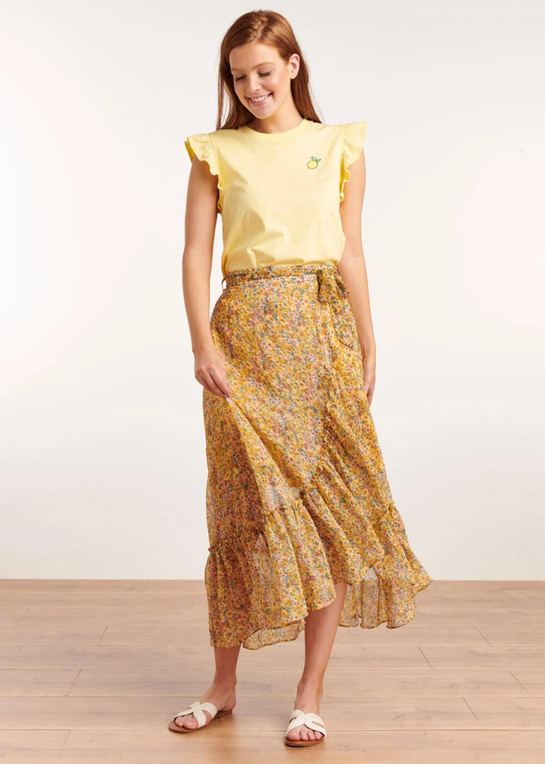 New In Smashed Lemon Flower Fields 60's Skirt Yellow