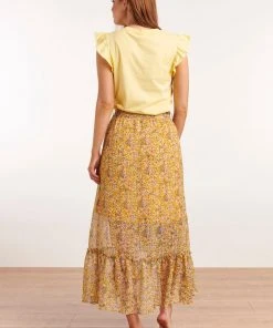 New In Smashed Lemon Flower Fields 60's Skirt Yellow