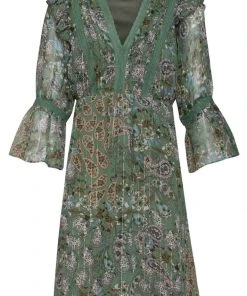 New In Smashed Lemon Indian Summer 70's Dress Green