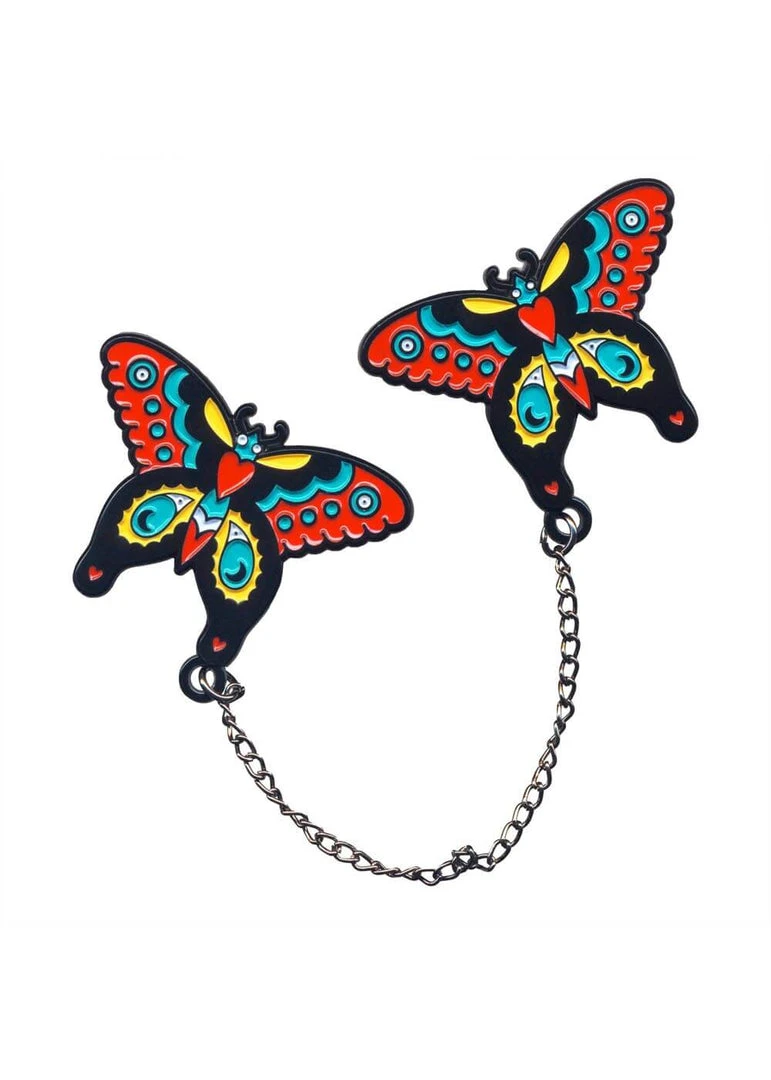 Sourpuss Butterfly Enamel Pin Set Multicolour