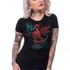 New In Steady Clothing Cocktail Time Flamingo Girly T-Shirt Black