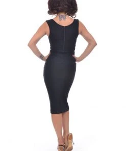 Rock Steady Diva 50's Pencil Dress Black New In