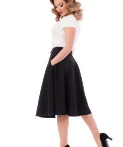 Steady Clothing High Waist Thrills 50's Swing Skirt Black