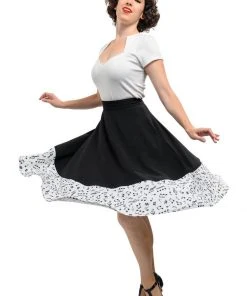 Steady Clothing Music Note Thrills 50's Swing Skirt Black White New In