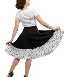 Steady Clothing Music Note Thrills 50's Swing Skirt Black White New In