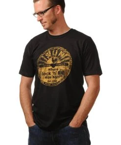 Steady Clothing Mens Sun Records Distressed Logo T-Shirt Black
