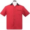 New In Rock Steady Mens Bowler Shirt Red Black