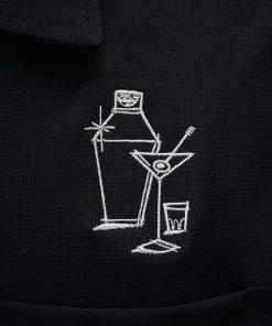 Steady Clothing Mens Palm Springs Cocktail Bowling Shirt Black Green