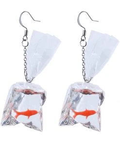 New In Succubus Goldfish Baggie Earrings Multi