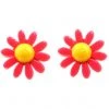 New In Succubus Jewels Groovy Flowers 60's Earrings Red