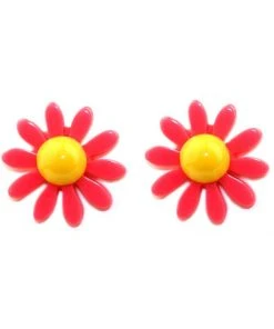 New In Succubus Jewels Groovy Flowers 60's Earrings Red