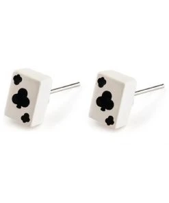 Succubus Jewellery Cards Clubs Stud Earrings Black New In