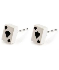 New In Succubus Jewellery Cards Spades Stud Earrings Black