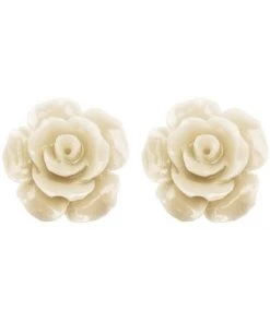 Succubus Jewels Rose Stud Earrings Ivory New In