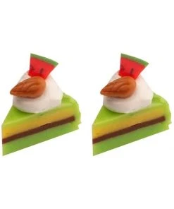 Succubus Jewels Cake Slice Stud Earrings Green