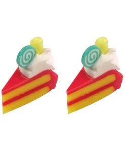 Succubus Jewels Cake Slice Stud Earrings Red New In
