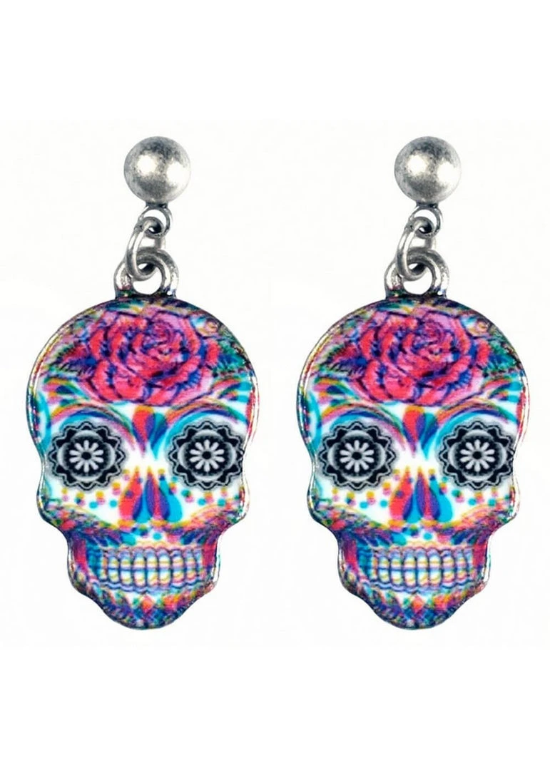 New In Succubus Jewels Sugar Skull Earrings Multi