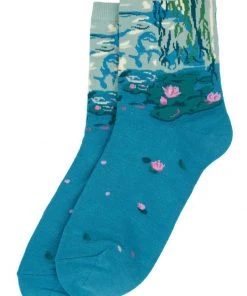 Succubus Monet Water Lillies Socks Aqua Blue New In