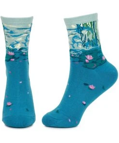 Succubus Monet Water Lillies Socks Aqua Blue New In