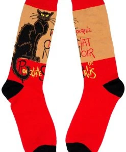 Succubus Mens Steinlen Tournée Du Chat Noir Socks Red