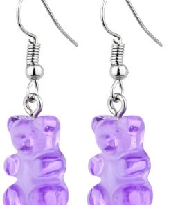Succubus Jewels Gummy Bear Drop Earrings Purple New In