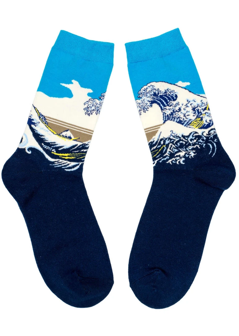 Succubus Hokusai The Great Wave Of Kanagawa Socks Blue
