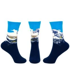 Succubus Hokusai The Great Wave Of Kanagawa Socks Blue