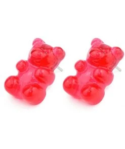 Succubus Jewels Gummy Bear Stud Earrings Red