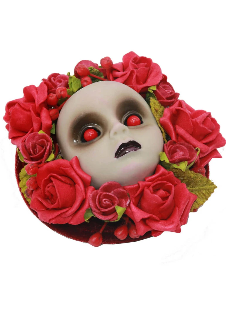 Succubus Fancy Doll's Head Fascinator Red