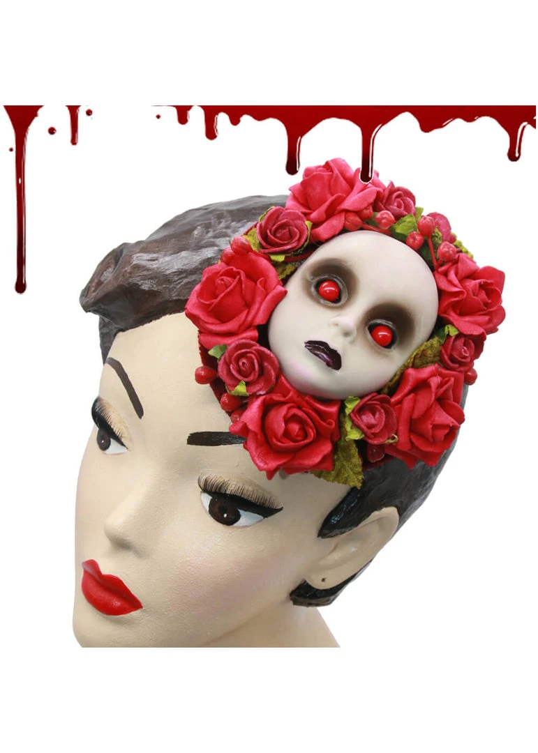 Succubus Fancy Doll's Head Fascinator Red