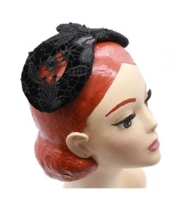 New In Succubus Fancy Infinity Lace 50's Hat Black