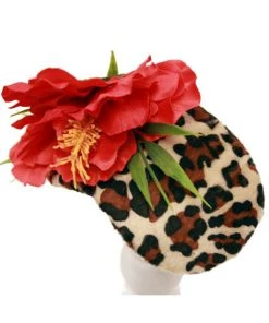Succubus Fancy Leopard & Hibiscus Tiki Fascinator Multicolour New In